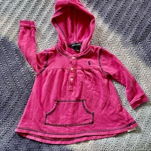 Long sleeve hooded light weight with front pocket hot pink with blue polo 🐴